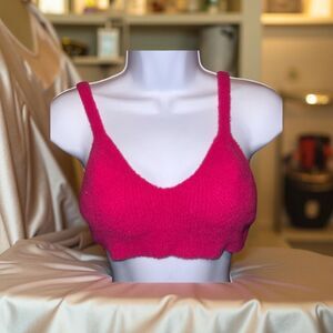 Sergio Hudson x Target HOT Pink Women's Fuzzy Bralette Sweater Size Small